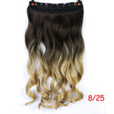 MUMUPI Clip In Hair Extension Ombre 24 Inches Blonde Black Full Head Synthetic Natural Curly Wavy Hairpiece Hair Pieces Headwear