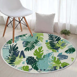 Silstar Tex Tropical Leaves Carpets Green Cotton Round Rug Living Room Carpet Home Decoration Kid's Play Mat Diameter 90cm|Rug