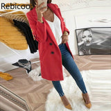 New Women Long Sleeve Turn Down Collar Outwear Jacket Wool Blend Coat Casual Autumn Winter Elegant Overcoat Loose Plus Size