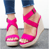 Cross Strap Upper Material Flock Casual Autumn Solid High Heel